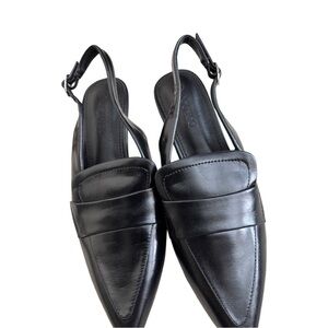 Elegant Black Leather Slingback Loafers